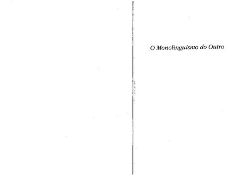 O monolinguismo do outro: ou la prótese de origem