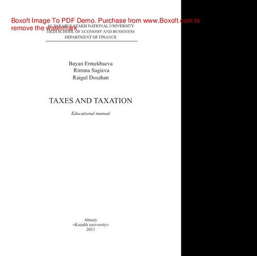 Taxes and taxation. Educational manual
