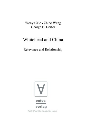 Whitehead and China: Relevance and Relationships