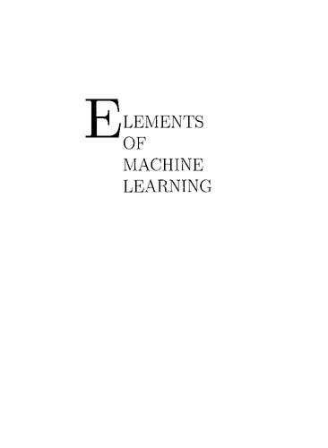 Elements of machine learning