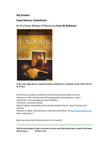 My Exodus From Roman Catholicism