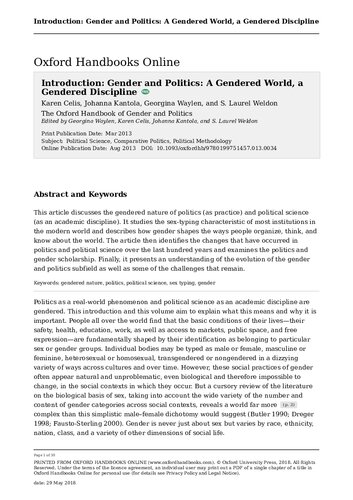 The Oxford Handbook of Gender and Politics
