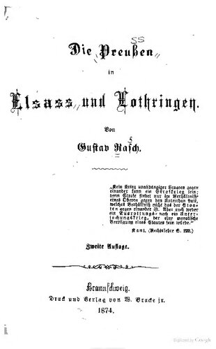 Die Preußen in Elsass und Lothringen