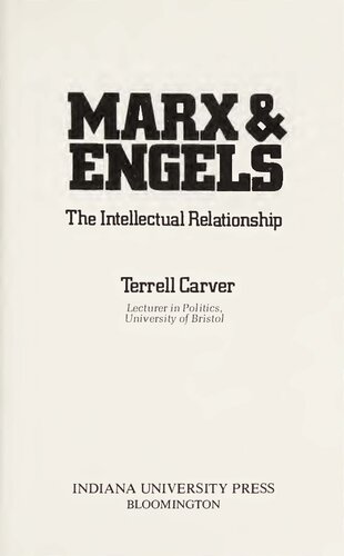 Marx & Engels: The Intellectual Relationship