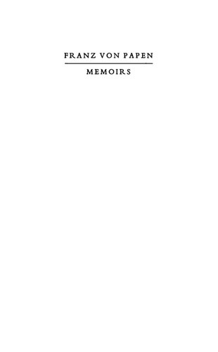 Franz Von Papen Memoirs