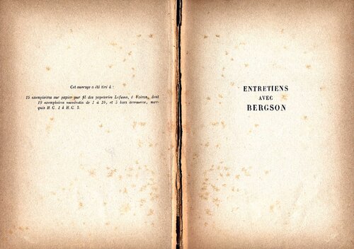 Entretiens avec Bergson