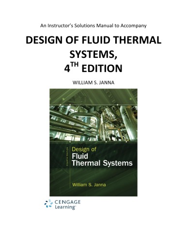 Design of Fluid Thermal Systems Solution Manual