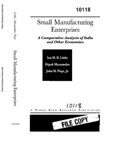 Small manufacturing enterprises : a comparative study of India and other economies