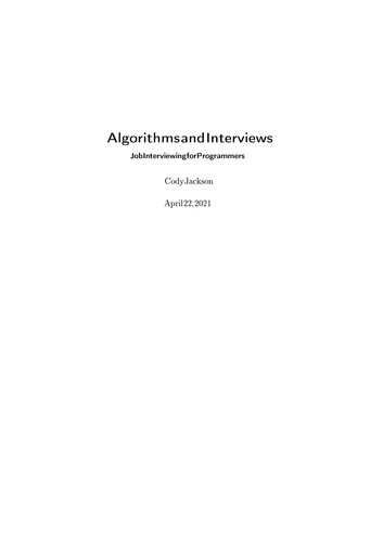Algorithms and Interviews(2021)[Jackson]