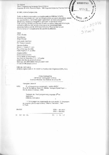 C, A Linguagem De Programação: Padrão ANSI