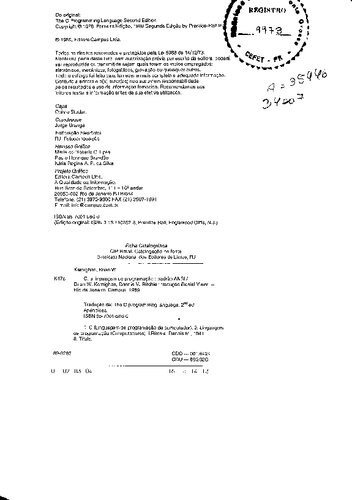 C, A Linguagem De Programação: Padrão ANSI [Convertido Em Preto & Branco]