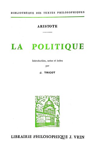 ARISTOTE: LA POLITIQUE