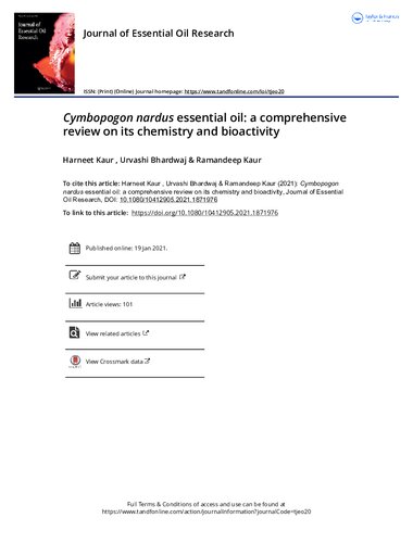 Cymbopogon nardus essential oil: a comprehensive review on its chemistry and bioactivity