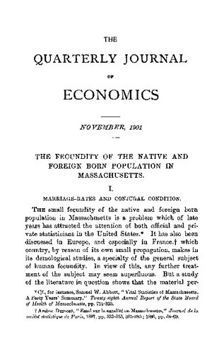 THE FECUNDITY OF THE NATIVE AND FOREIGN BORN POPULATION IN MASSACHUSETTS