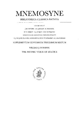 The Mythic Voice of Statius: Power and Politics in the Thebaid