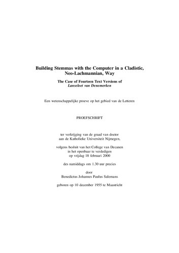 Building Stemmas with the Computer in a Cladistic, Neo-Lachmannian, Way (PhD Dissertation)