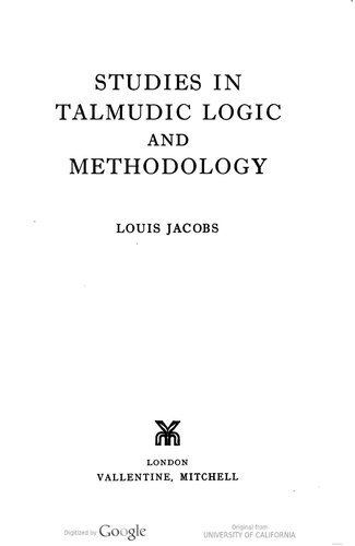 Studies in Talmudic Logic and Methodology