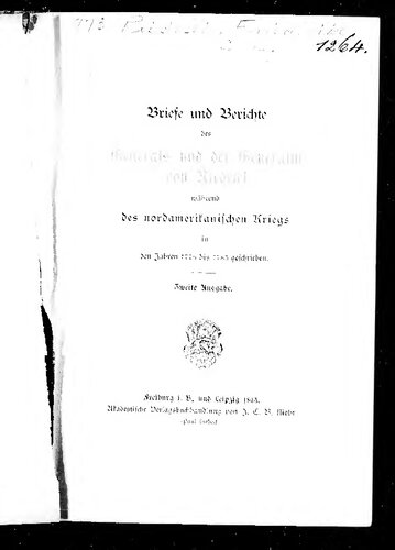 Briefe und Berichte des Generals und der Generalin von Riedesel, während des nordamerikanischen Kriegs in den Jahren 1776 bis 1783 geschrieben
