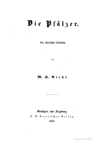 Die Pfälzer. Ein rheinisches Volksbild