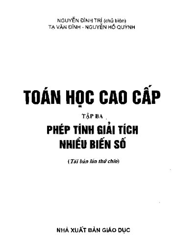 Toán học cao cấp -- tập ba -- Phép tính giải tích nhiều biến số