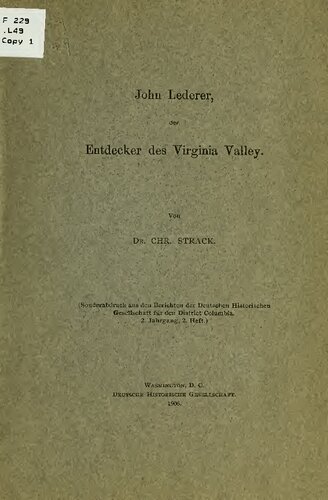 John Lederer, der Entdecker des Virginia Valley