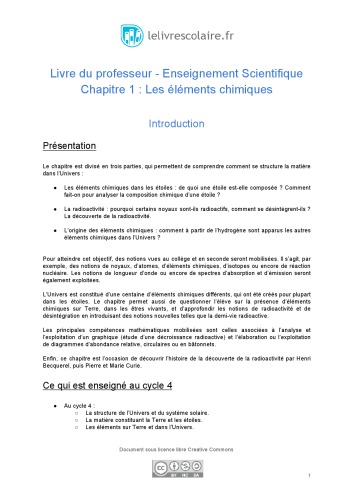 Enseignement scientifique 1re Livre du professeur lelivrescolaire