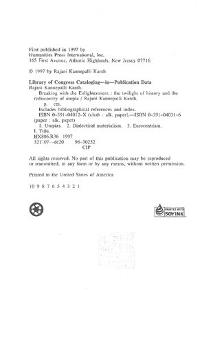 Breaking with the Enlightenment: The Twilight of History and the Rediscovery of Utopia