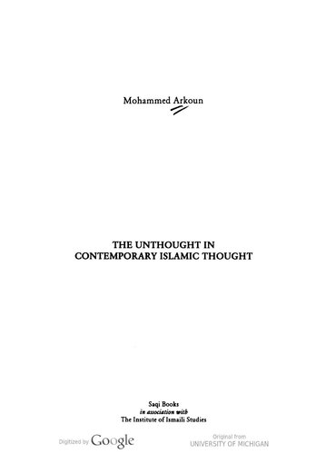 The Unthought in Contemporary Islamic Thought