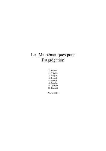 Les Mathematiques pour l'agregation