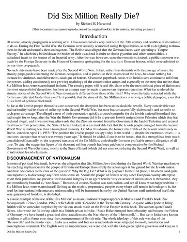 Did Six Million Really Die? The Truth At Last