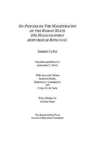 On Powers, Or the Magistracies of the Roman State (De magistratibus reipublicae Romanae)