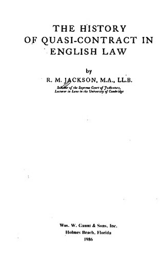 The history of quasi-contract in English law