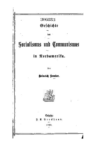 Geschichte des Socialismus und Communismus in Nordamerika