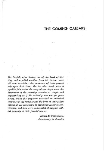 The Coming Caesars
