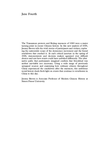 June Fourth: The Tiananmen Protests and Beijing Massacre of 1989