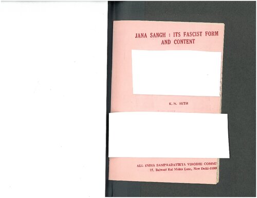 Jana Sangh: Its Fascist Form and Content