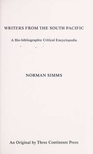Writers from the South Pacific: A Bio-Bibliographic Critical Encyclopedia