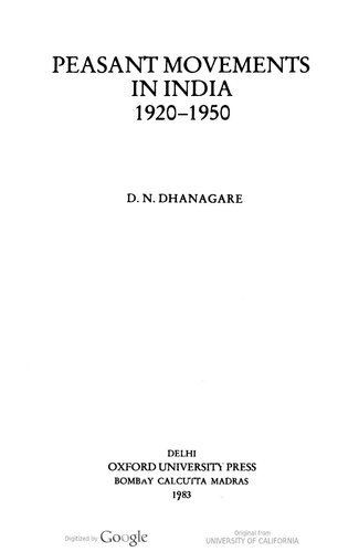 Peasant Movements in India, 1920-1950