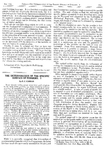 The determination of the specific surface of powders