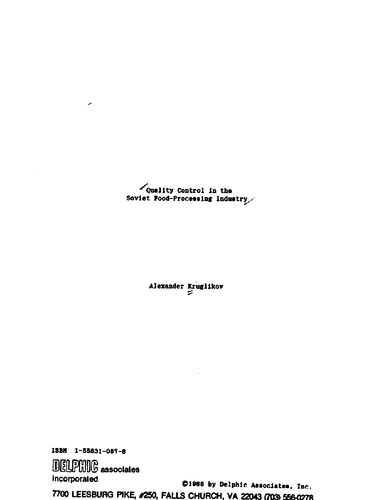 Quality control in the Soviet food-processing industry