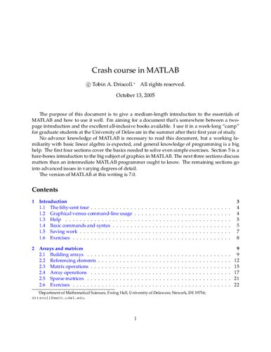 Crash Course in MATLAB