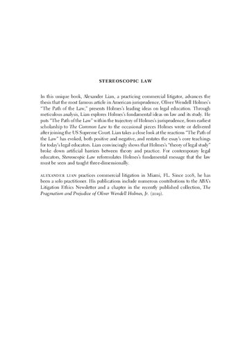 Stereoscopic Law: Oliver Wendell Holmes and Legal Education