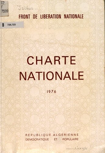 Charte nationale. République algérienne démocratique et populaire