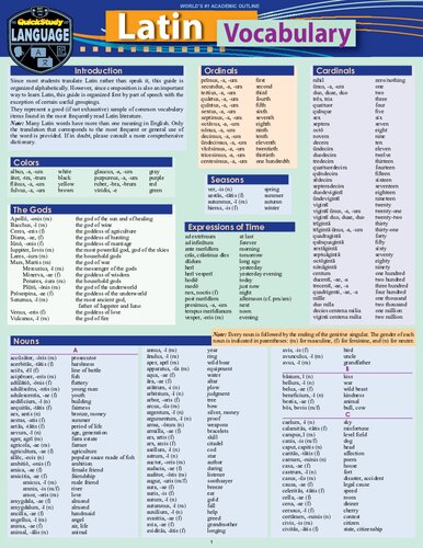 Latin Vocabulary: A QuickStudy Laminated Reference Guide