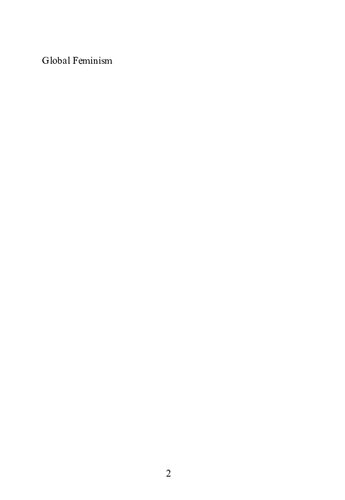 Global Feminism: Transnational Women’s Activism, Organizing, and Human Rights