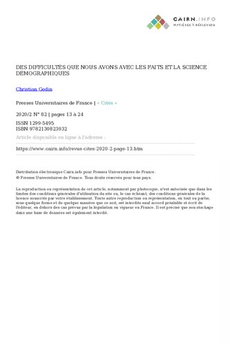 Des difficultés que nous avons avec les faits et la science démographiques