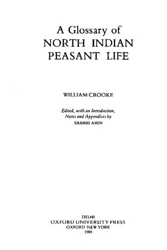 A Glossary of North Indian Peasant Life