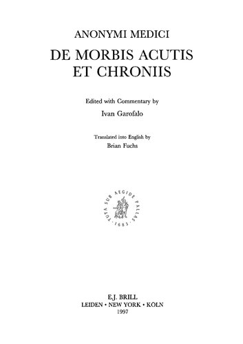 Anonymi Medici: de morbis acutis et chroniis