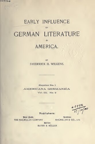 Early Influence of German Literature in America