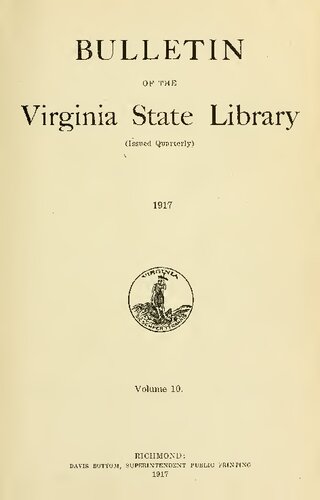 A Bibliography of Virginia, Containing titles of the printed official documents of the Commonwealth, 1776-1916.